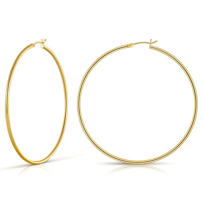 Gold Hoop Earrings for Women 14K Real Gold Plated Hoops with 925 Sterling Silver Post