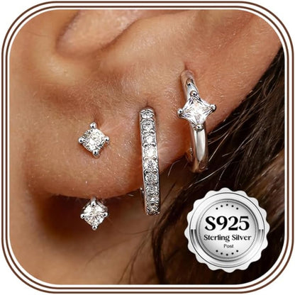 3-Pair Gold-Tone Silver-Tone Hoop Earrings Set