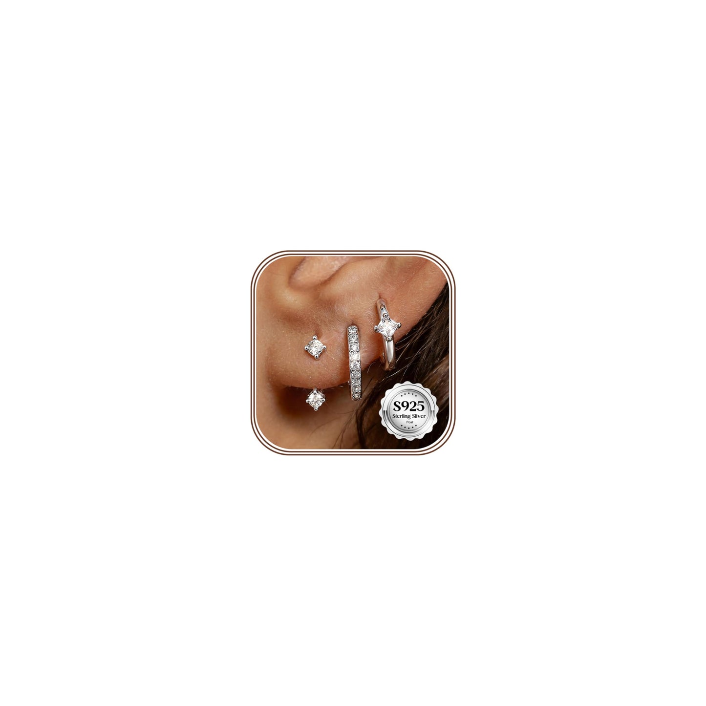 3-Pair Gold-Tone Silver-Tone Hoop Earrings Set