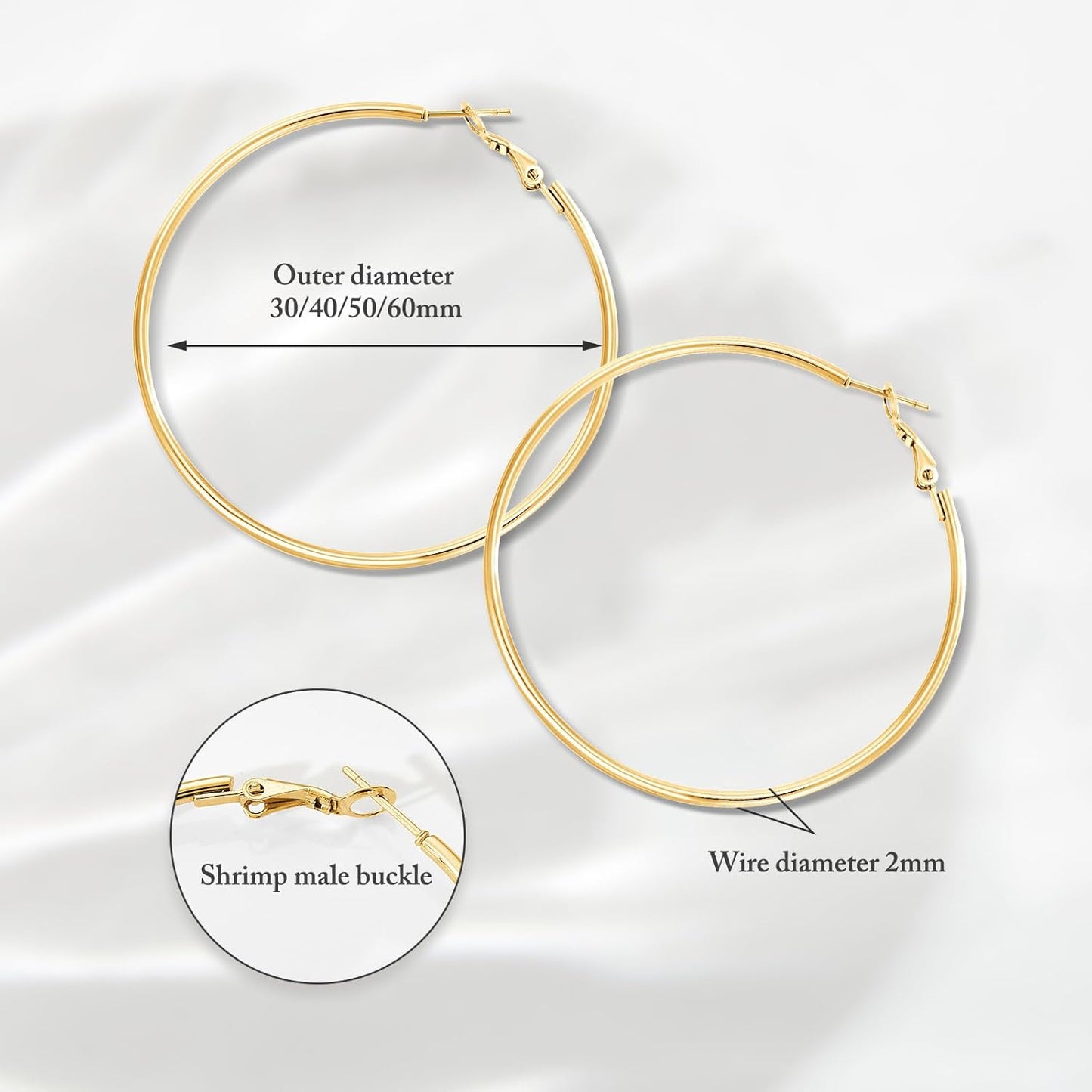 4-Pair Gold-Tone Silver-Tone Hoop Earrings Set