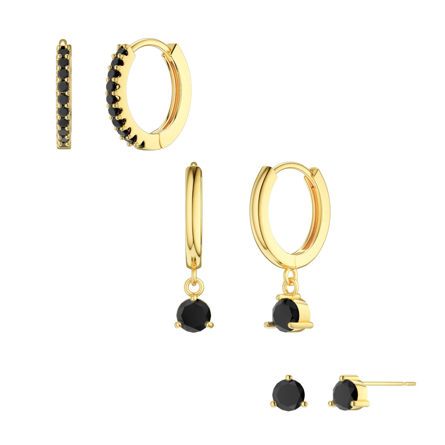 3-Pair Gold-Tone Hoop Earrings Set