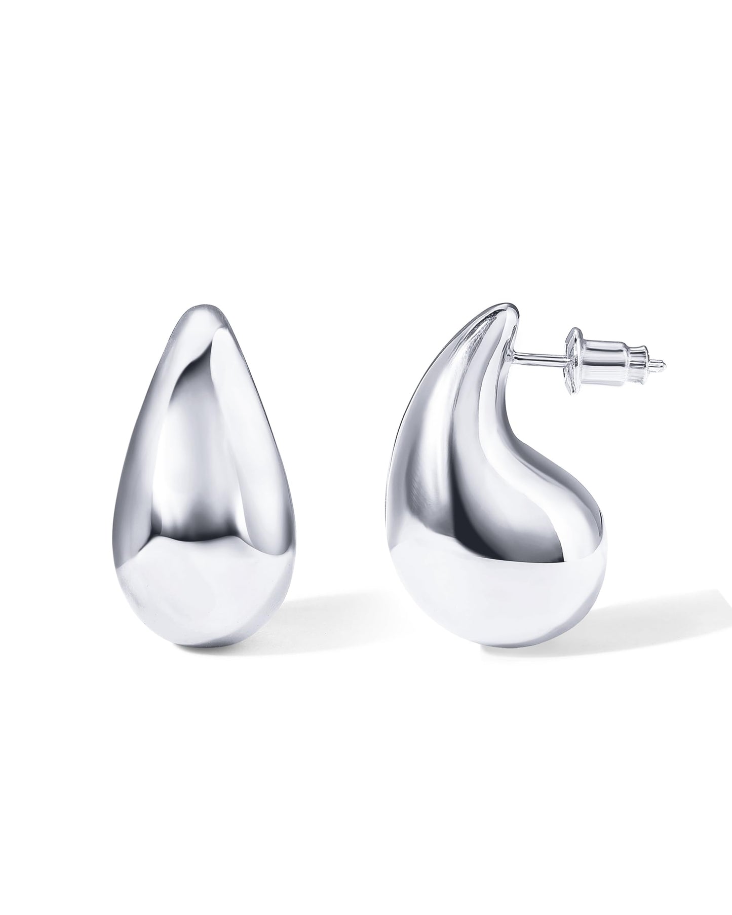 Gold-Tone Silver-Tone Teardrop Chunky Hoop Earrings