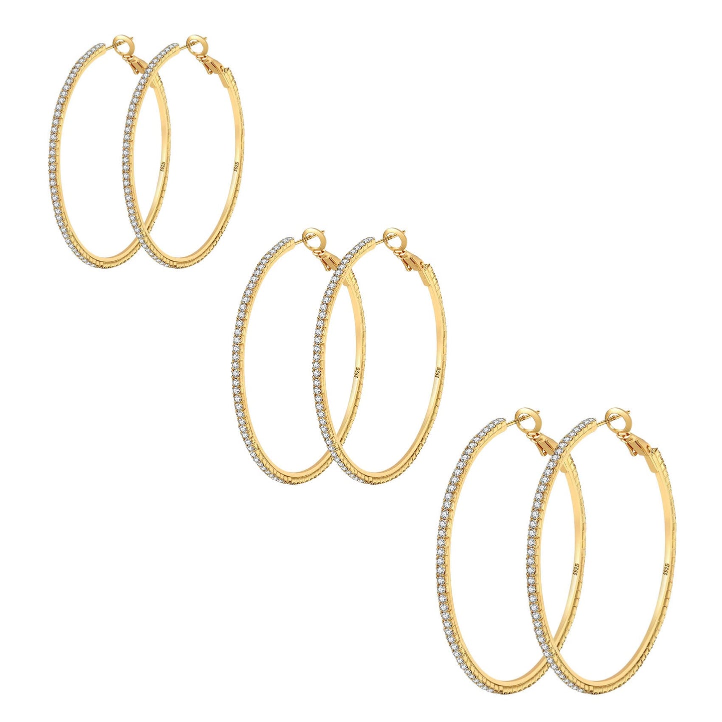 Silver-Tone Rhinestone Hoop Earrings