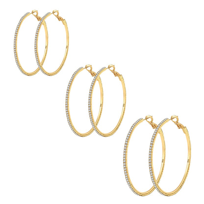 Silver-Tone Rhinestone Hoop Earrings