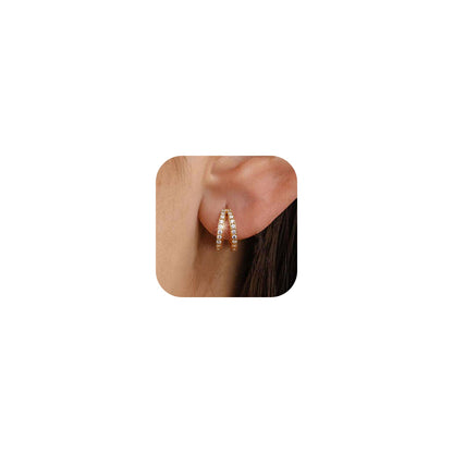 3-Pair Gold-Tone Silver-Tone Hoop Earrings Set