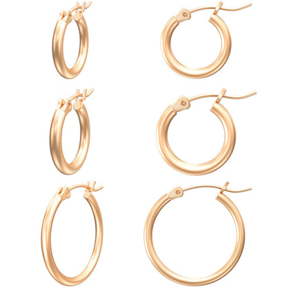 Gold Hoop Earrings for Women 14K Real Gold Plated Hoops with 925 Sterling Silver Post