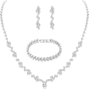 3-Piece Silver Crystal Jewelry Set