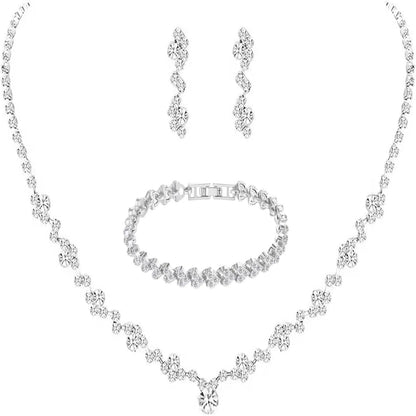3-Piece Silver Crystal Jewelry Set
