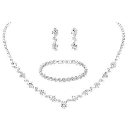 3-Piece Silver Crystal Jewelry Set