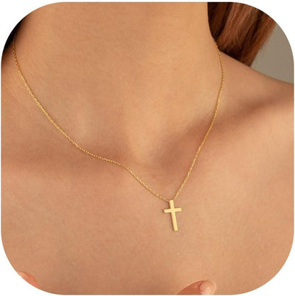 MONOZO Cross Necklace for Women，14K Gold Plated Cross Necklace Layered Gold Cross Necklace Tiny Sideway Cross Choker Necklace Gold Cross Necklaces for Women Trendy Gold Jewelry Gifts for Women Trendy