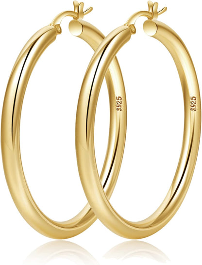 Gold-Tone Silver-Tone Chunky Hoop Earrings