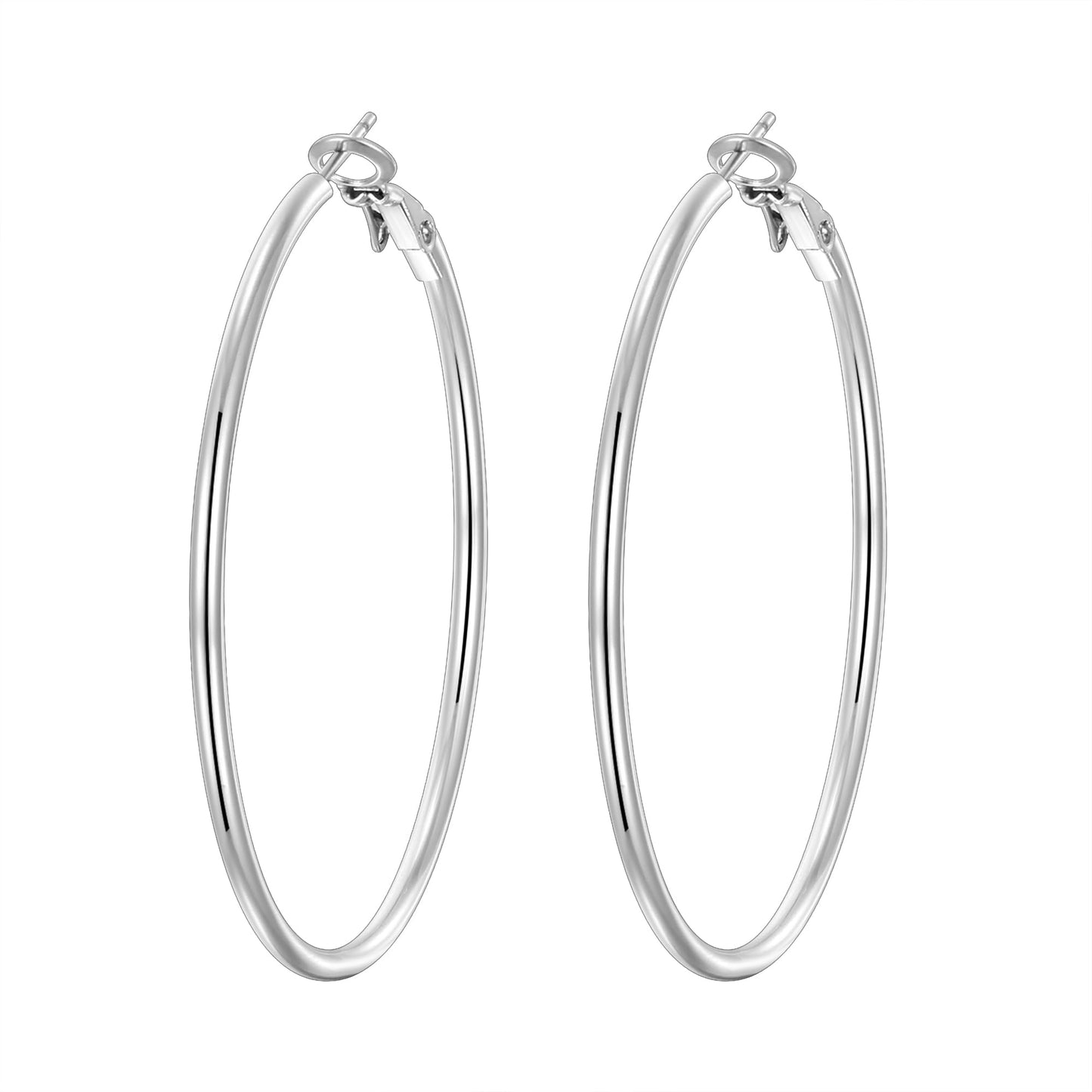 4-Pair Gold-Tone Silver-Tone Hoop Earrings Set