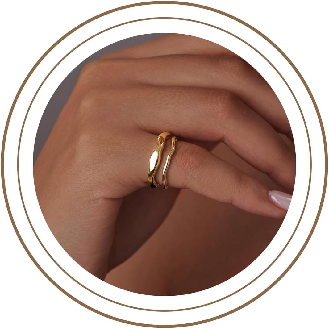 Gold-Tone Stackable Chunky Ring Set