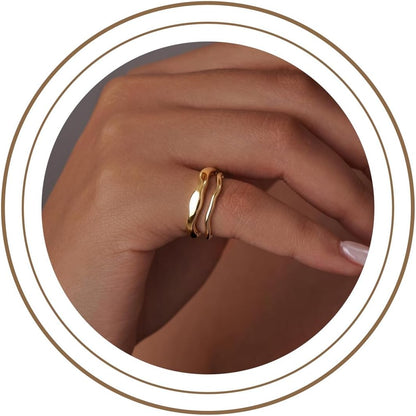 Gold-Tone Stackable Chunky Ring Set