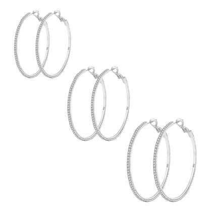 Silver-Tone Rhinestone Hoop Earrings