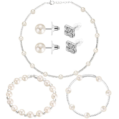 3-Piece Pearl Rhinestone Jewelry Set