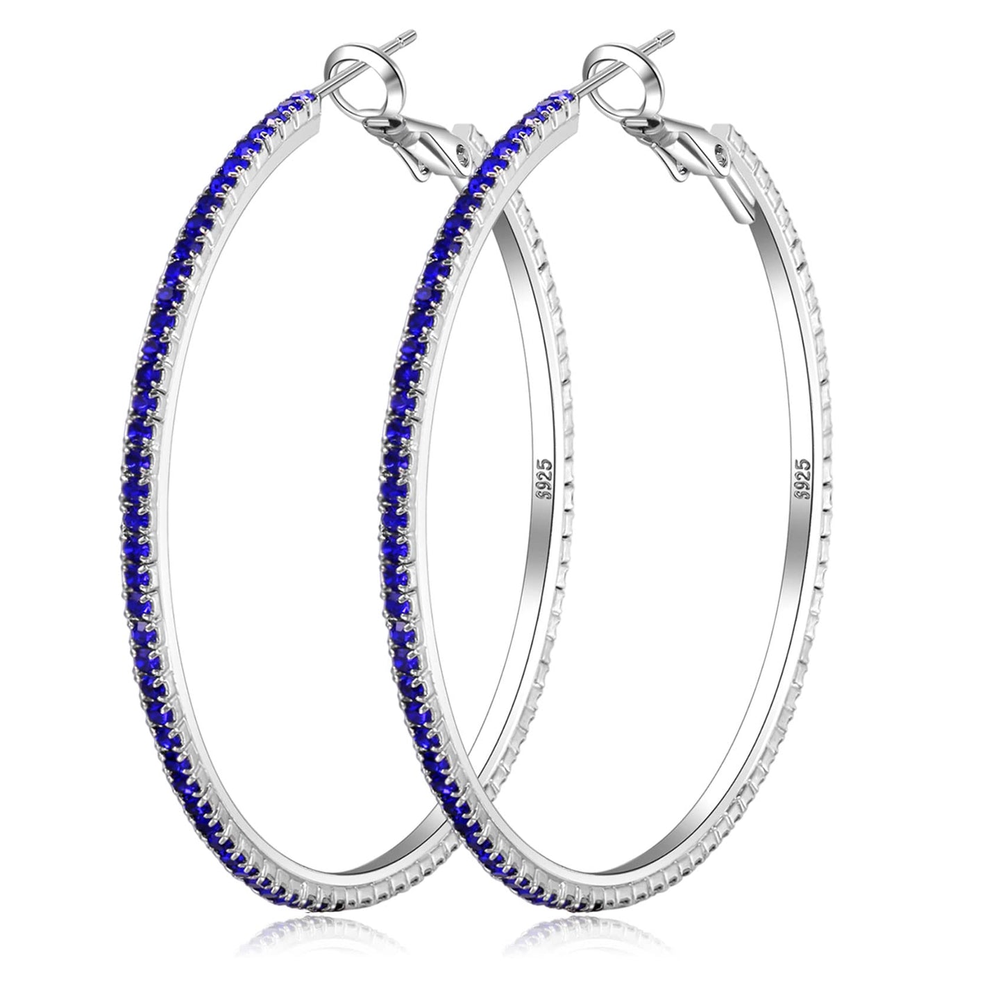 Silver-Tone Rhinestone Hoop Earrings