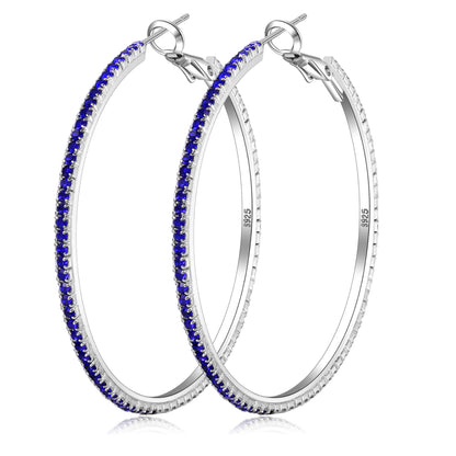 Silver-Tone Rhinestone Hoop Earrings