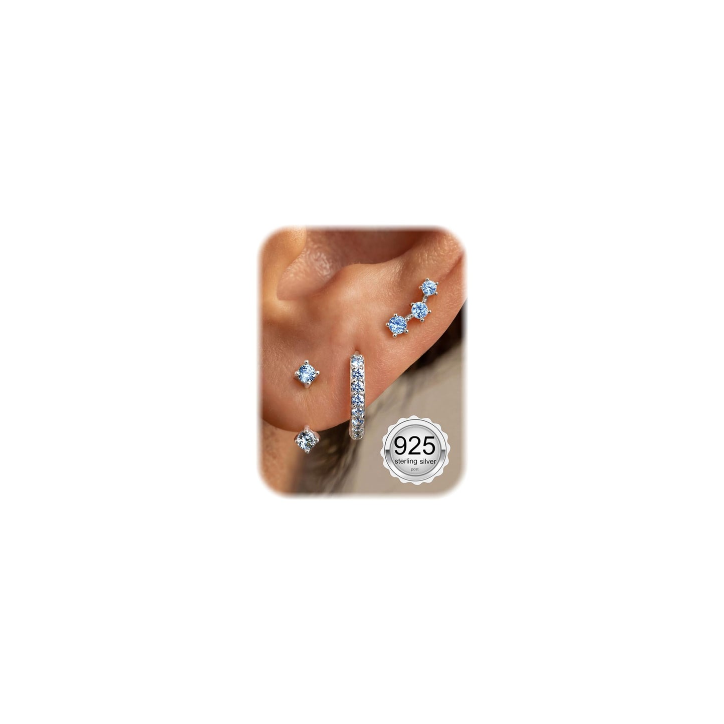 3-Pair Gold-Tone Silver-Tone Stud Earrings Set