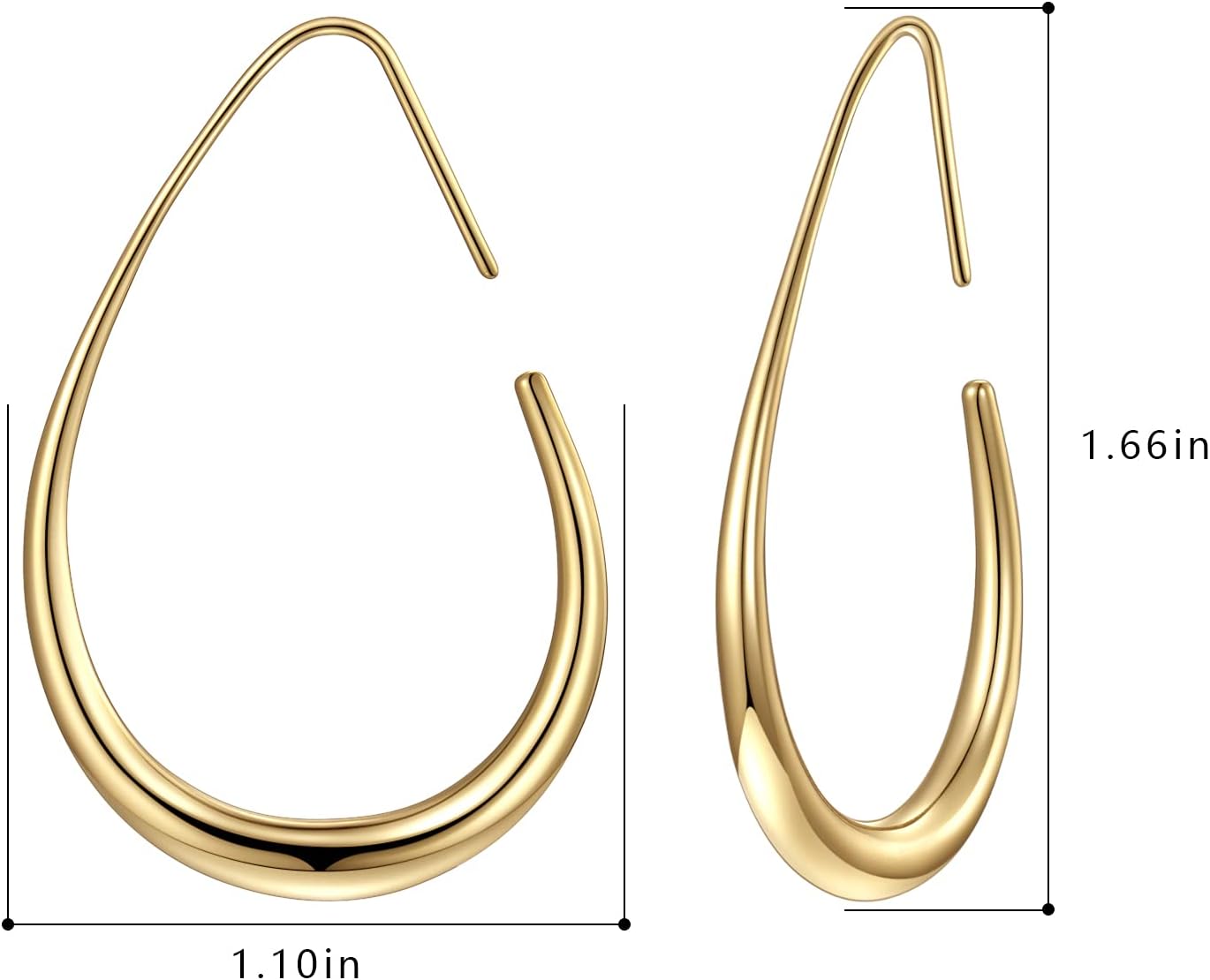 Gold-Tone White Teardrop Hoop Earrings