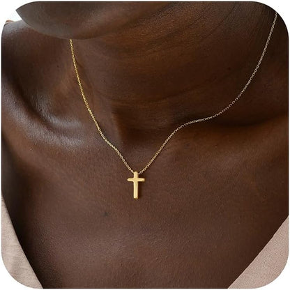 MONOZO Cross Necklace for Women，14K Gold Plated Cross Necklace Layered Gold Cross Necklace Tiny Sideway Cross Choker Necklace Gold Cross Necklaces for Women Trendy Gold Jewelry Gifts for Women Trendy