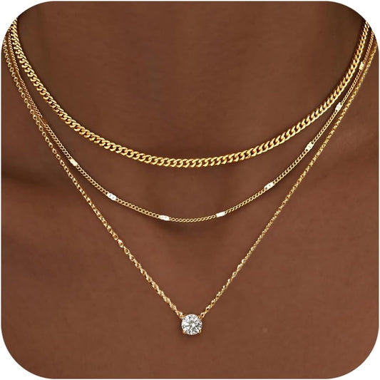 14K Gold Layered Necklace Set