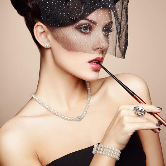 3-Piece Pearl Rhinestone Jewelry Set