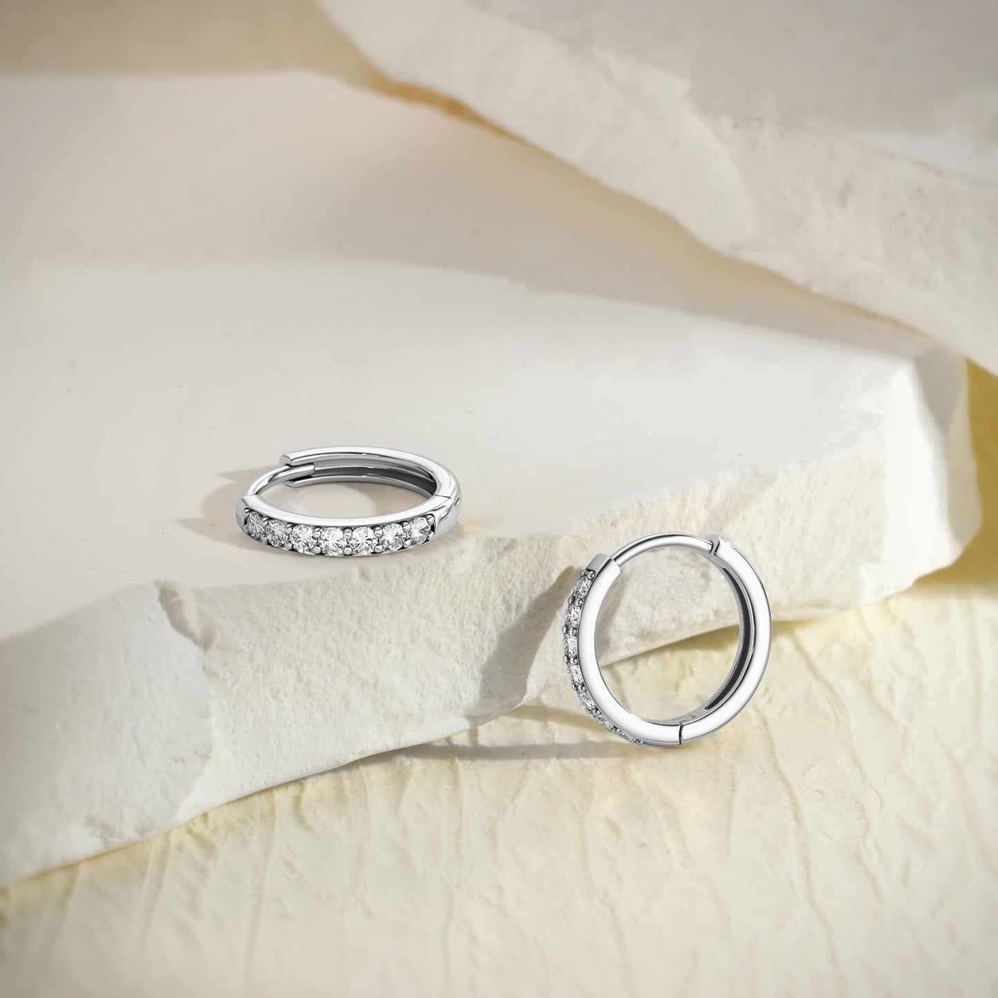 FIASASO 3 Pairs 925 Sterling Silver Hypoallergenic Earrings Set for Multiple Piercing Dainty 14K Gold Plated Stud Huggie Small Hoop Earrings for Women Trendy Cute Earring Stacks for Sensitive Ears