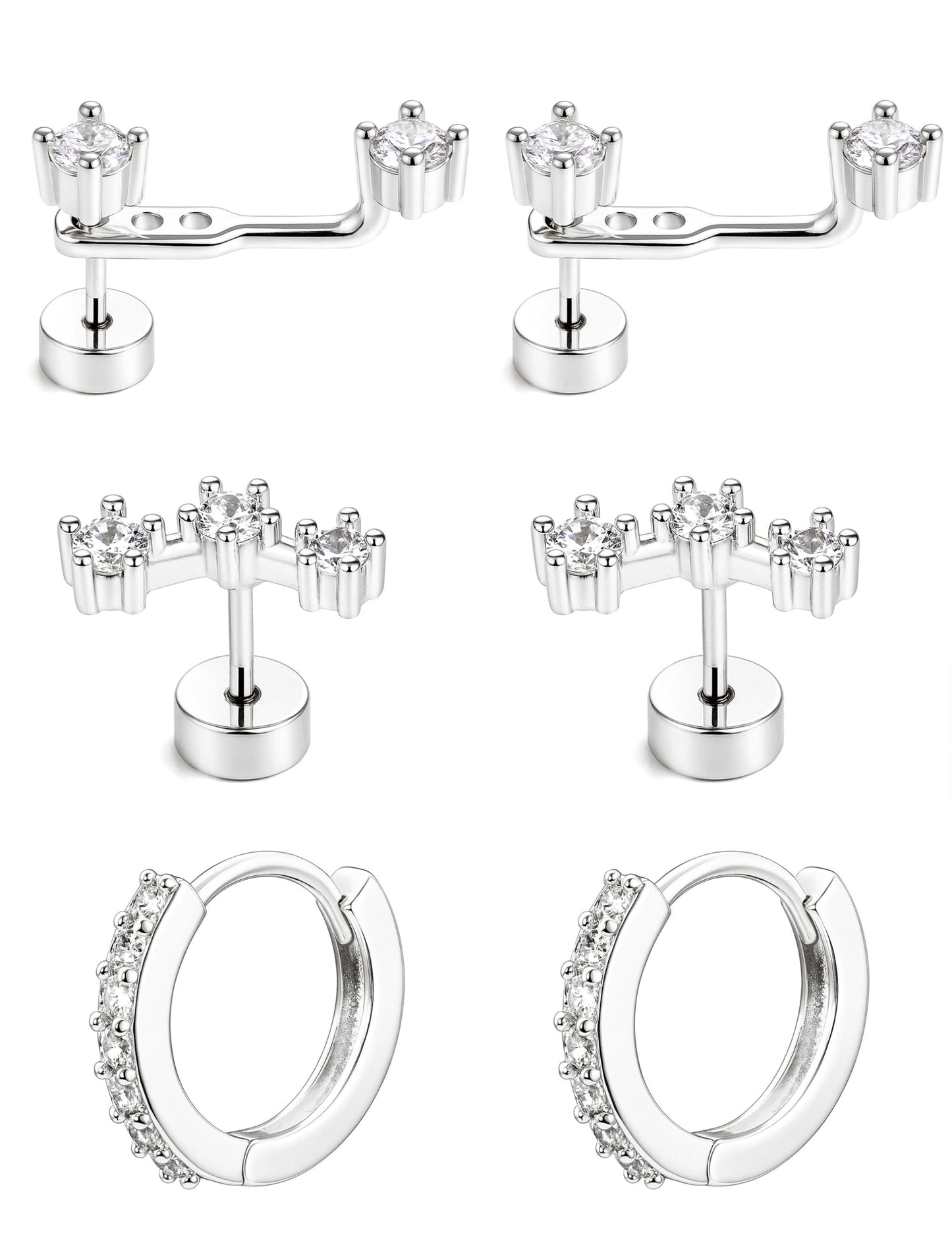 3-Pair Birthstone Hoop Earrings Set