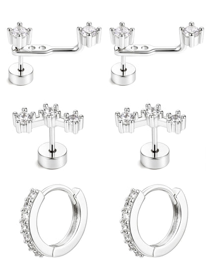 3-Pair Birthstone Hoop Earrings Set