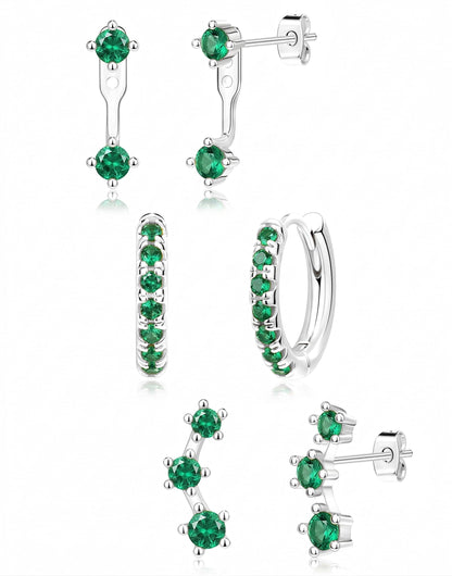 3-Pair Birthstone Hoop Earrings Set