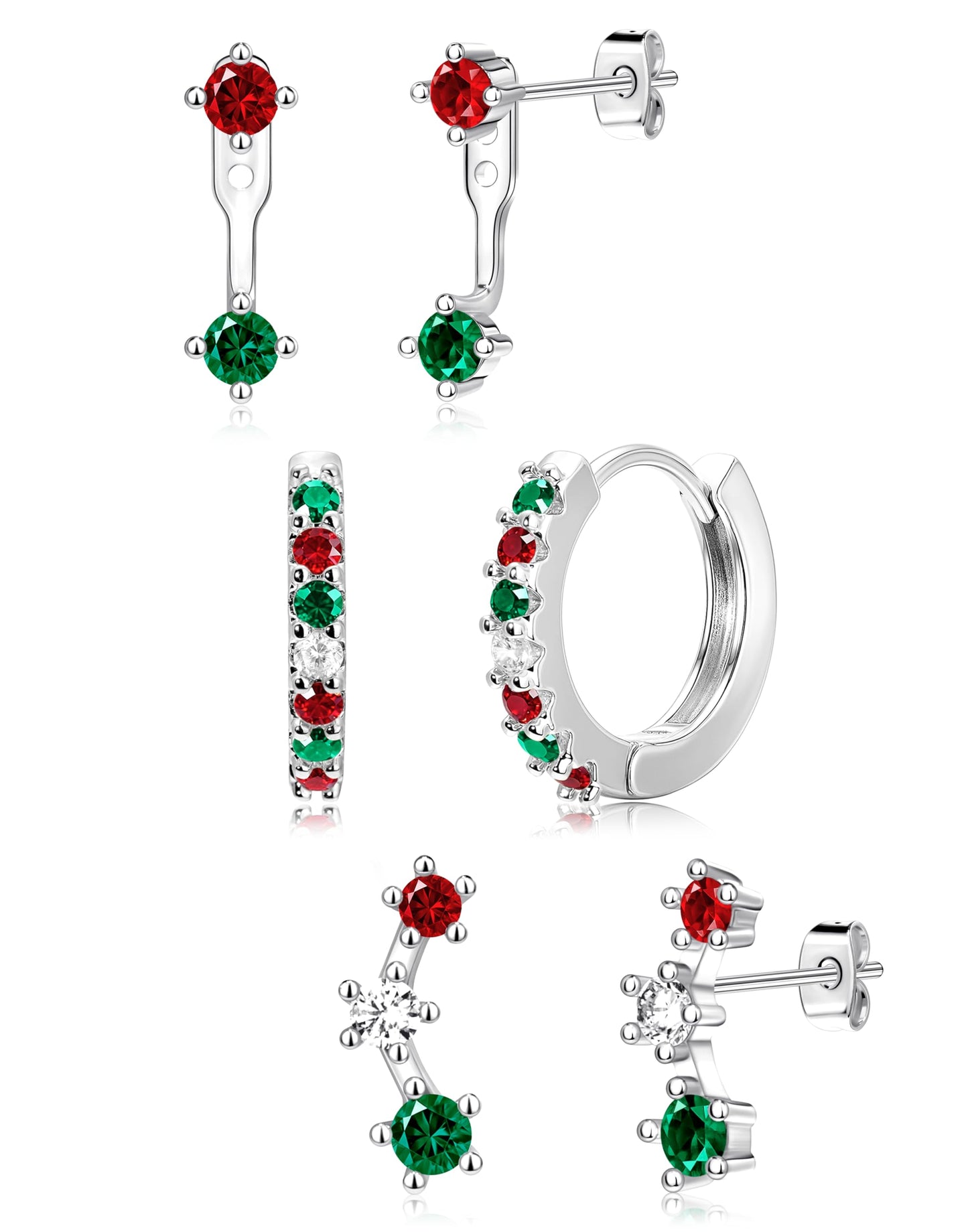 3-Pair Birthstone Hoop Earrings Set