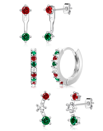 3-Pair Birthstone Hoop Earrings Set