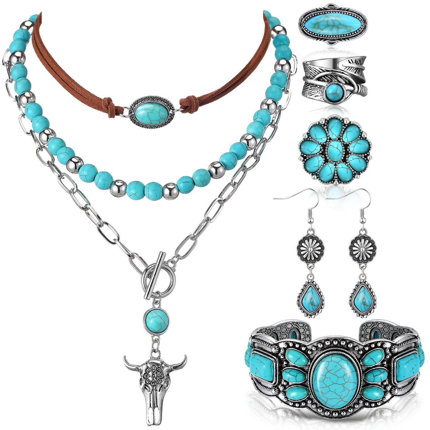 Turquoise Boho Jewelry Set