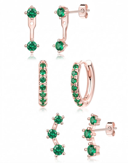 3-Pair Birthstone Hoop Earrings Set
