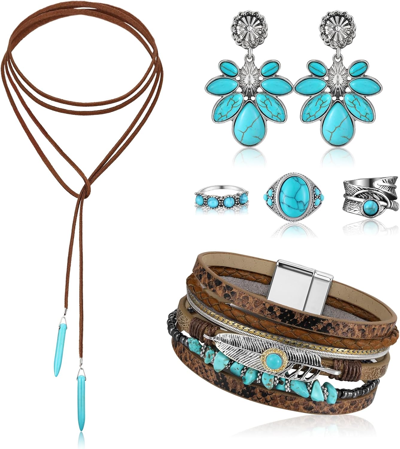 Turquoise Boho Jewelry Set