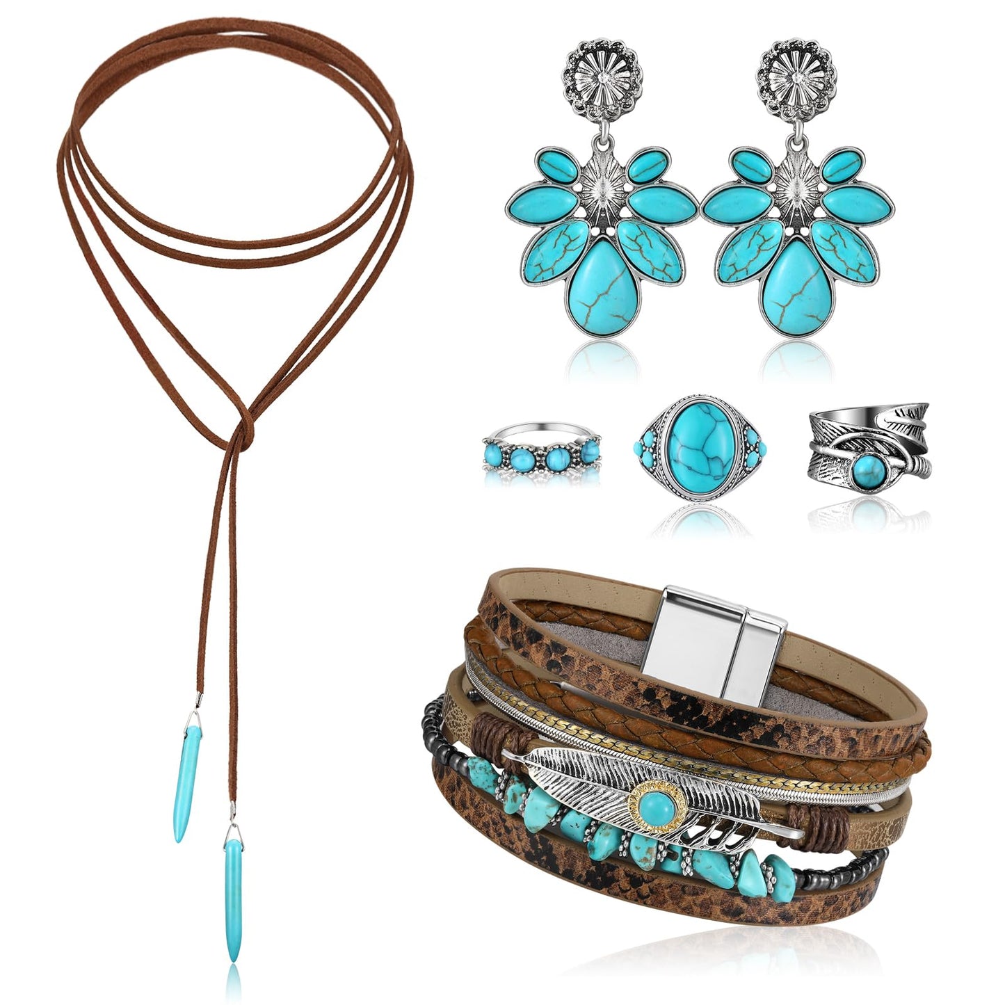 Turquoise Boho Jewelry Set