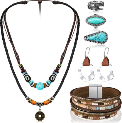 Turquoise Boho Jewelry Set