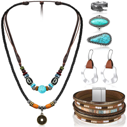 Turquoise Boho Jewelry Set