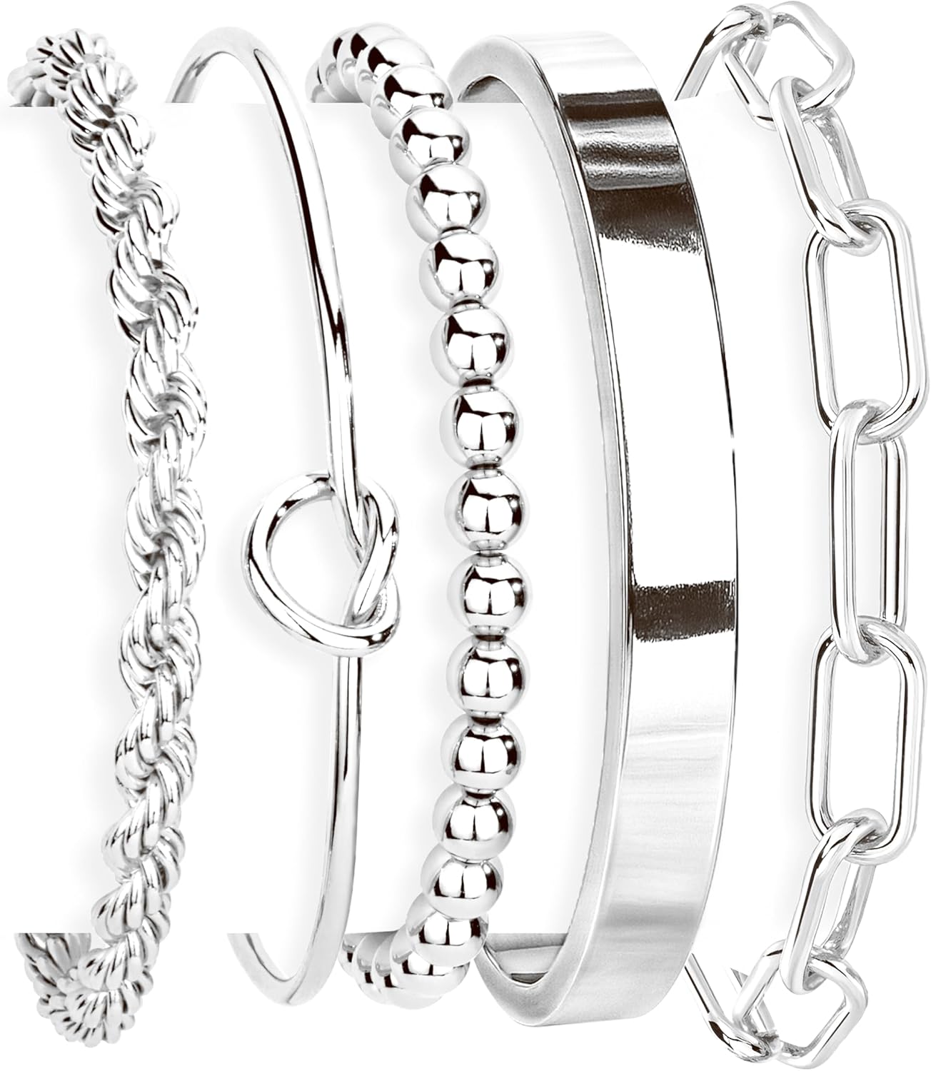 14K Gold Plated 925 Silver Beaded Bracelet Set