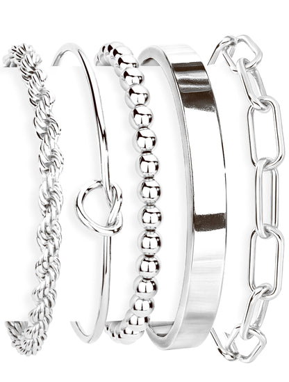 14K Gold Plated 925 Silver Beaded Bracelet Set