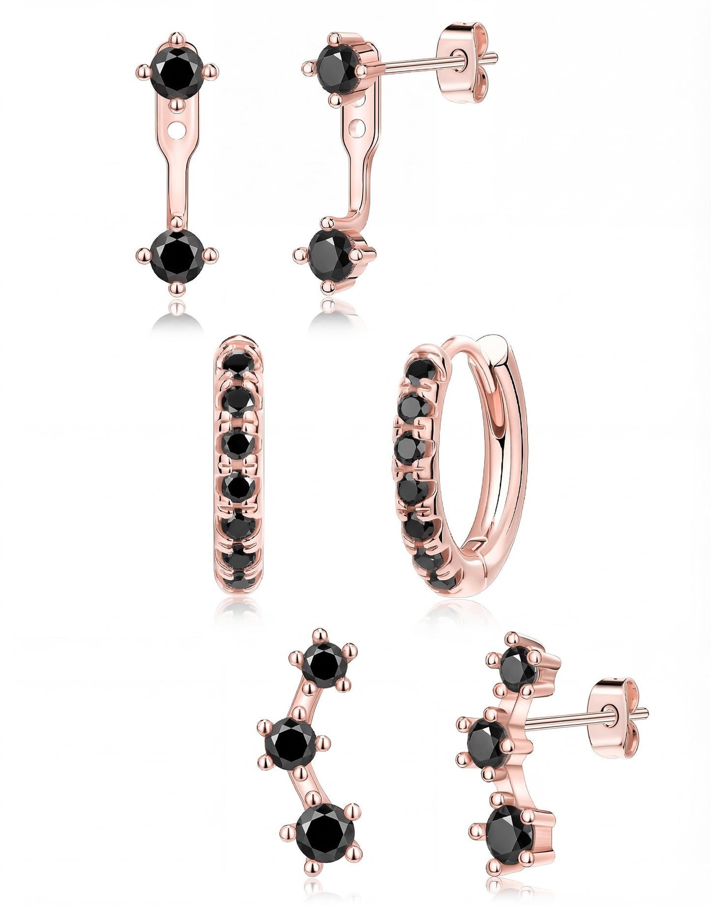 3-Pair Birthstone Hoop Earrings Set