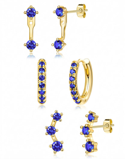 3-Pair Birthstone Hoop Earrings Set