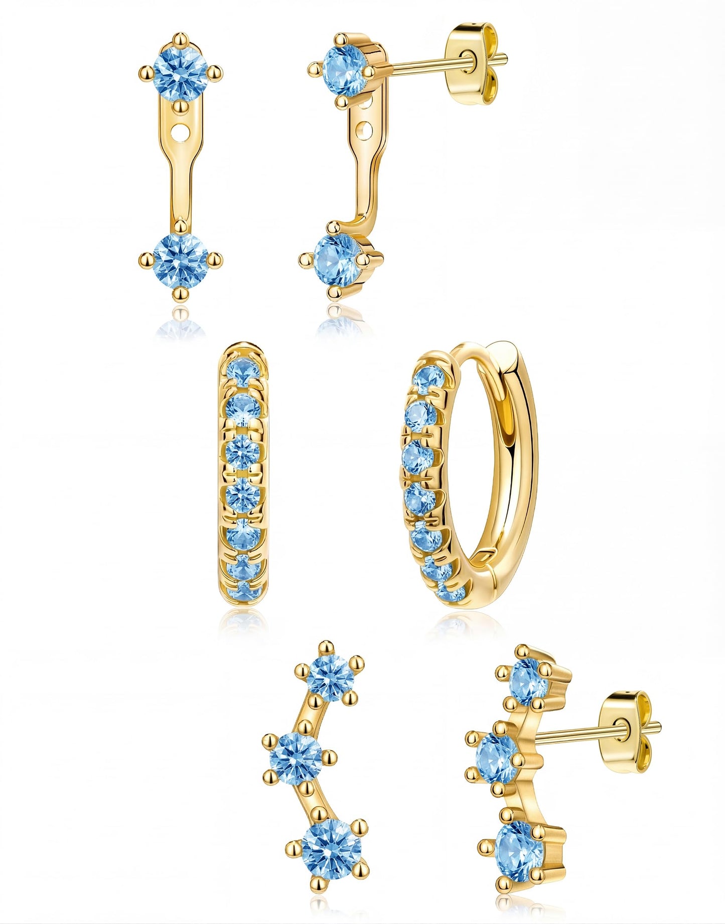 3-Pair Birthstone Hoop Earrings Set