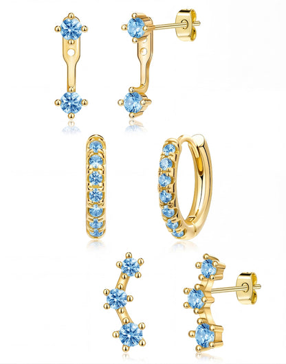3-Pair Birthstone Hoop Earrings Set