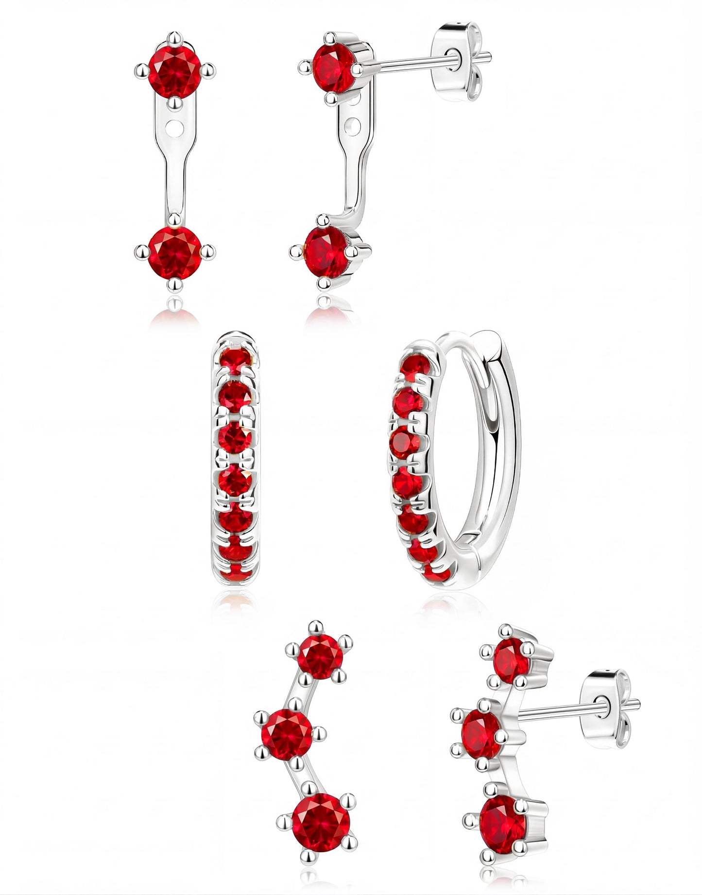 3-Pair Birthstone Hoop Earrings Set