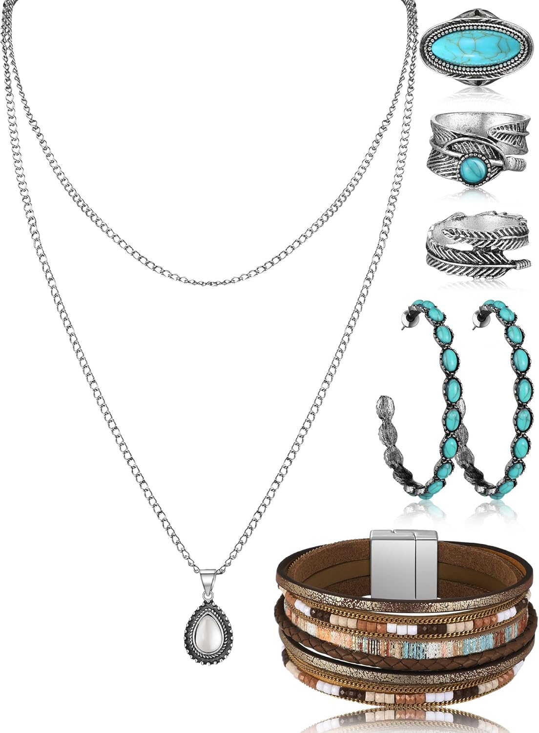 Turquoise Boho Jewelry Set