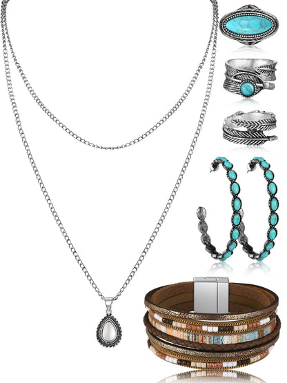 Turquoise Boho Jewelry Set