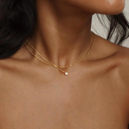 Gold-Tone Silver-Tone CZ Necklace