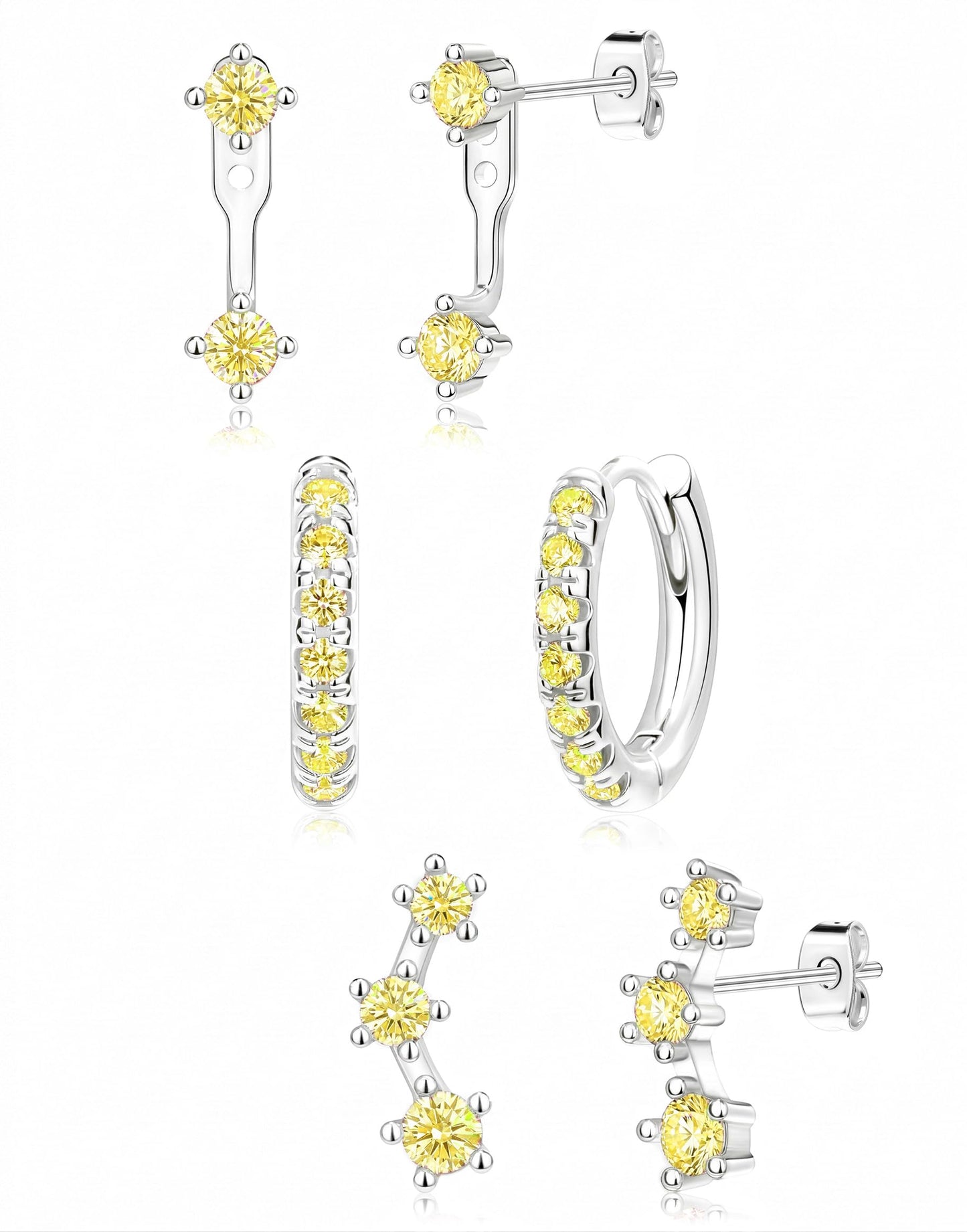 3-Pair Birthstone Hoop Earrings Set
